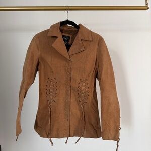 vintage Rue21 lace up leather blazer